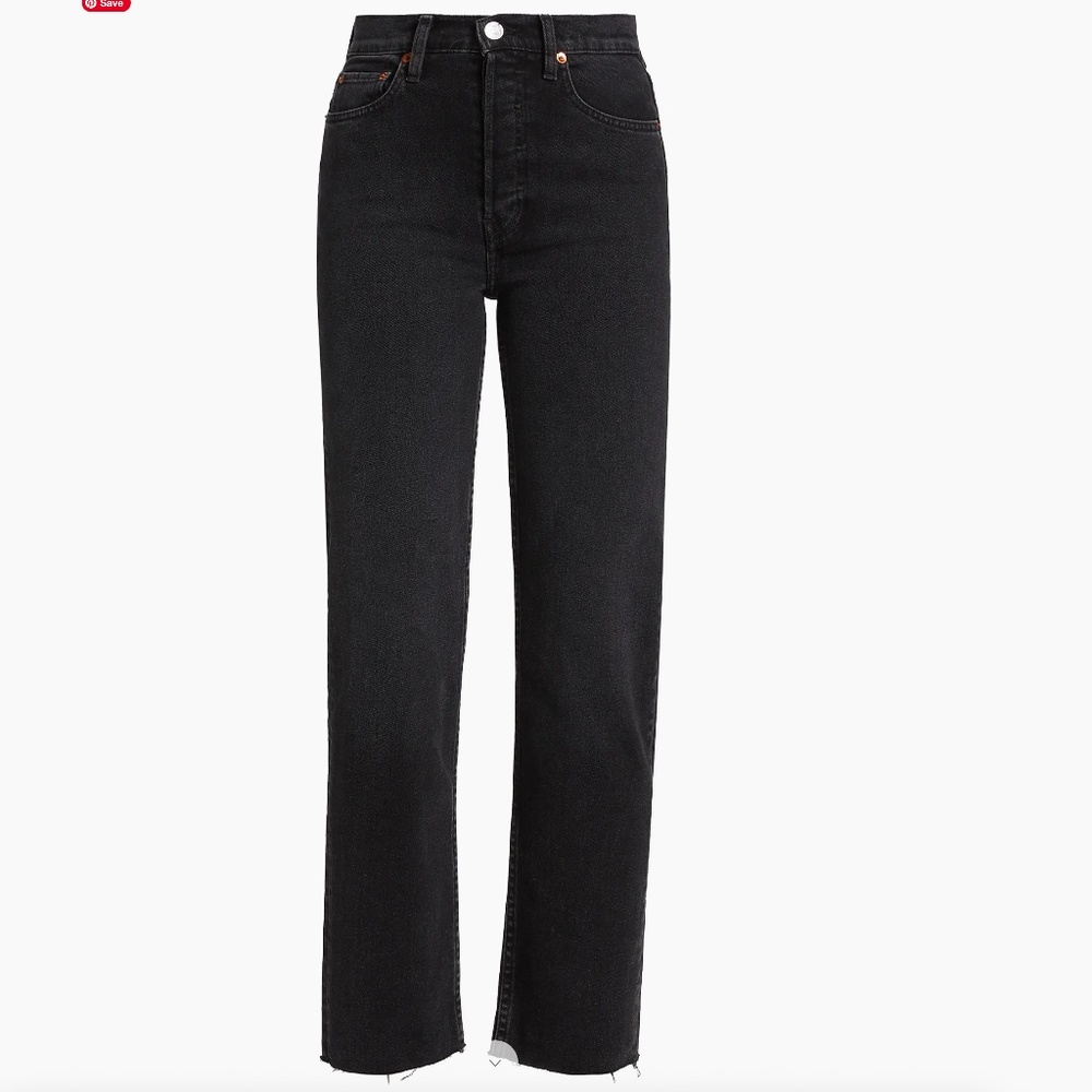 NEW Re/Done '70s Ultra High Waist Raw Hem Stovepipe Jeans 29 STRETCH Cropped